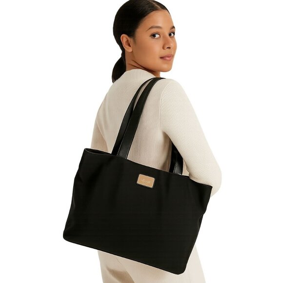 DKNY Black Nylon Tote Bag Shoulder LAPTOP Travel Purse Handbag Women's Woman's - Picture 1 of 15